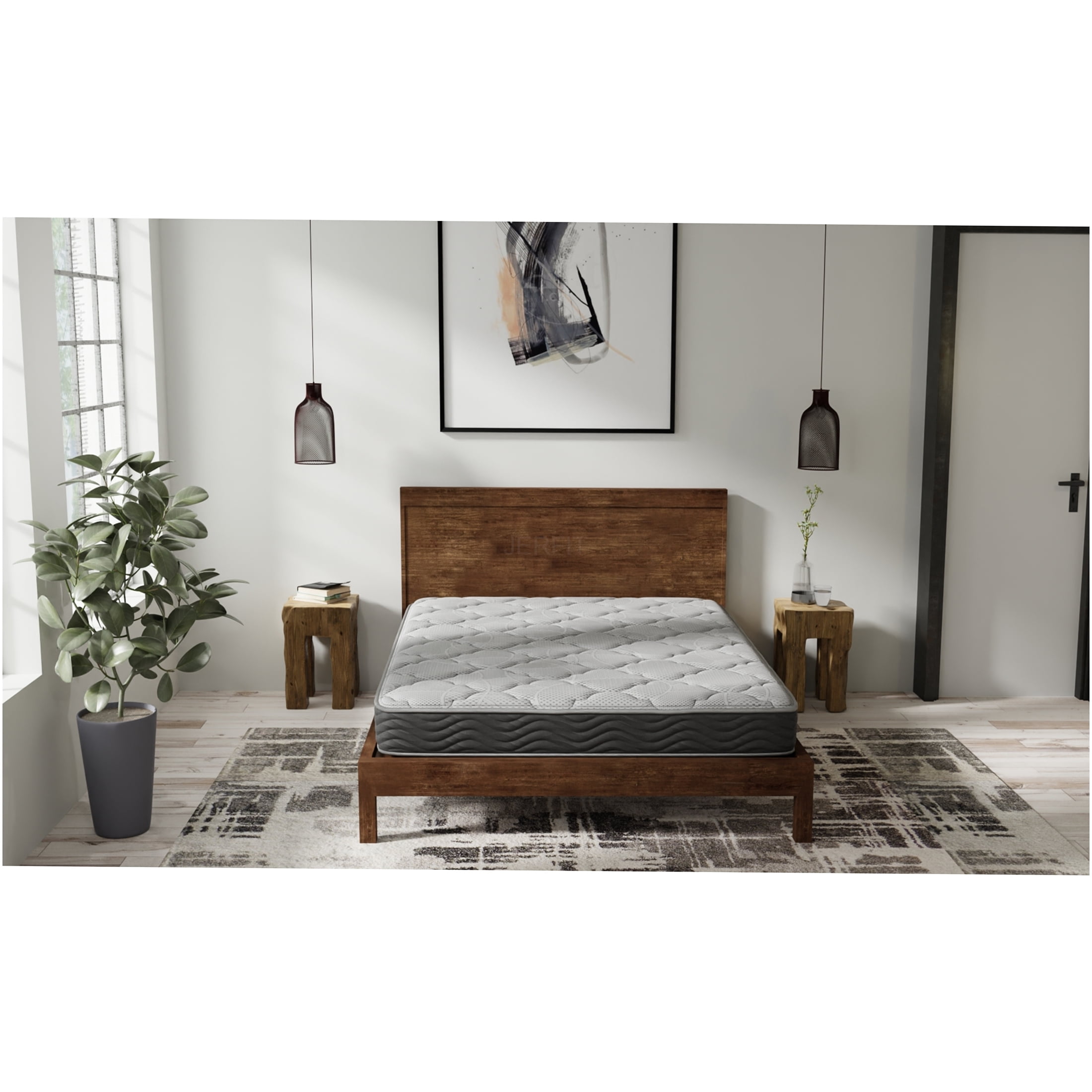JERFIT 8 Inch Firm Twin Hybrid Mattress, CertiPUR-US Certified, Gel Infused Cooling Foam Pocketed Coils for Support, Motion Isolation, Edge Support, Black+Gray