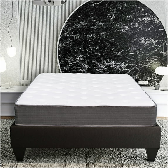 JERFIT 8 Inch Full Hybrid Mattress in a Box, Medium Soft Gel Memory Foam with Pocket Springs, Cooling Motion Isolation, CertiPUR-US Certified, Grey and White