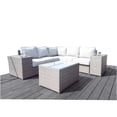 thumbnail image 1 of JERFIT 8-Piece Outdoor Patio Sectional Set with Tempered Glass Coffee Table, Grey Mix HDPE Wicker, No Assembly Required, 1 of 8