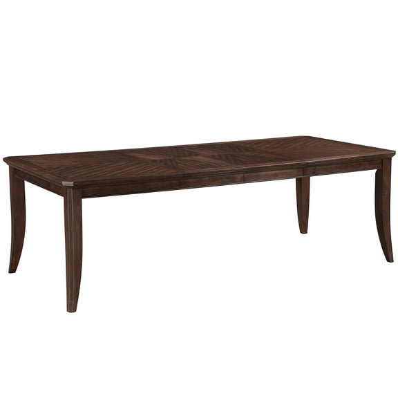 JERFIT 8-Seat Extendable Dining Table, Traditional Cherry Finish with Walnut Inlay, Expandable Formal Dining Room Furniture