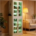 thumbnail image 1 of JERFIT 8-Tier LED Shoe Cabinet with Doors, Modern Wood Shoe Rack Organizer with Remote Control Lights, Freestanding Storage Closet for Entryway, White, 1 of 8
