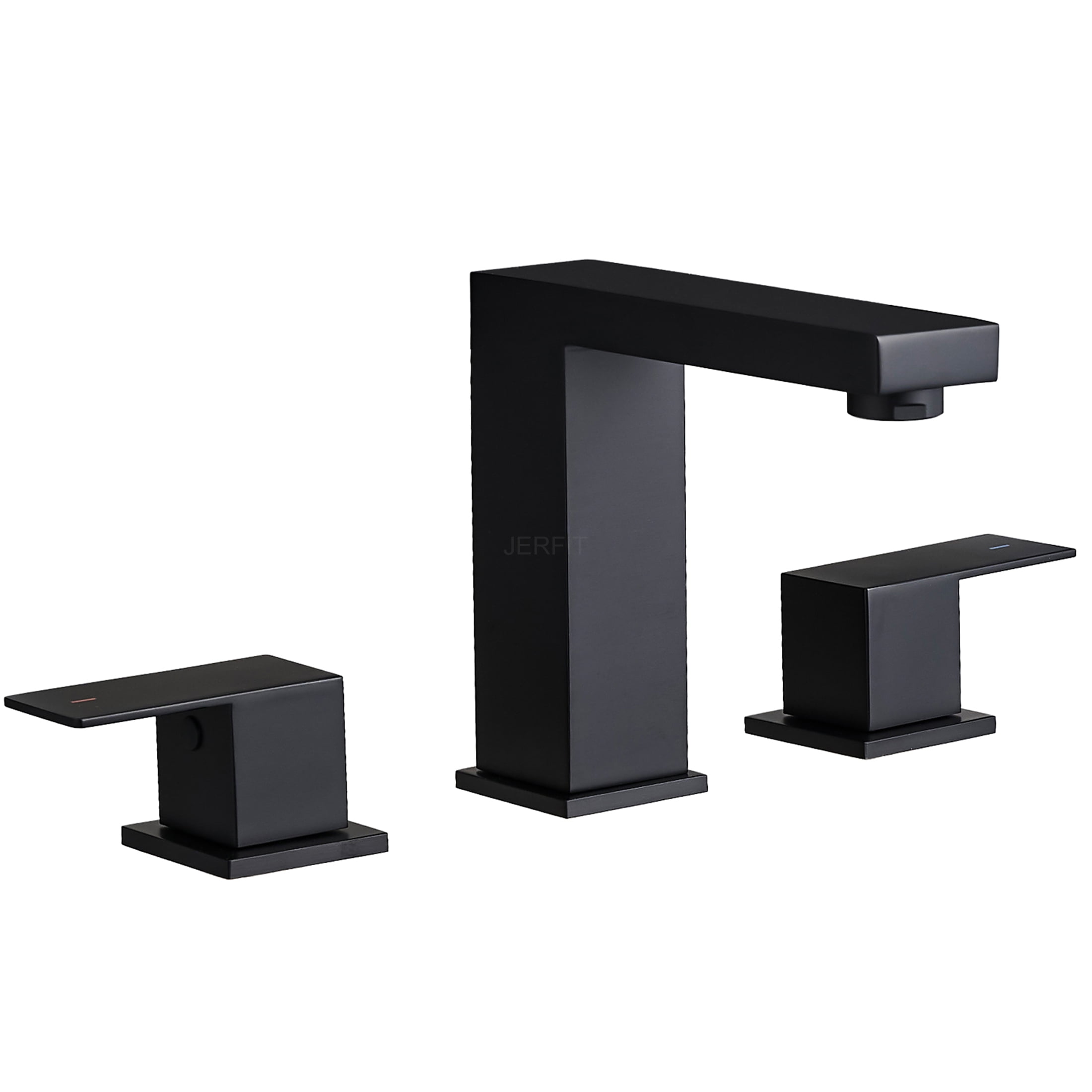 JERFIT 8-inch Widespread Bathroom Faucet, Matte Black 3-Hole Vanity Sink Faucet with Double Lever Handles and Pull-Out Hose, Solid Stainless Steel