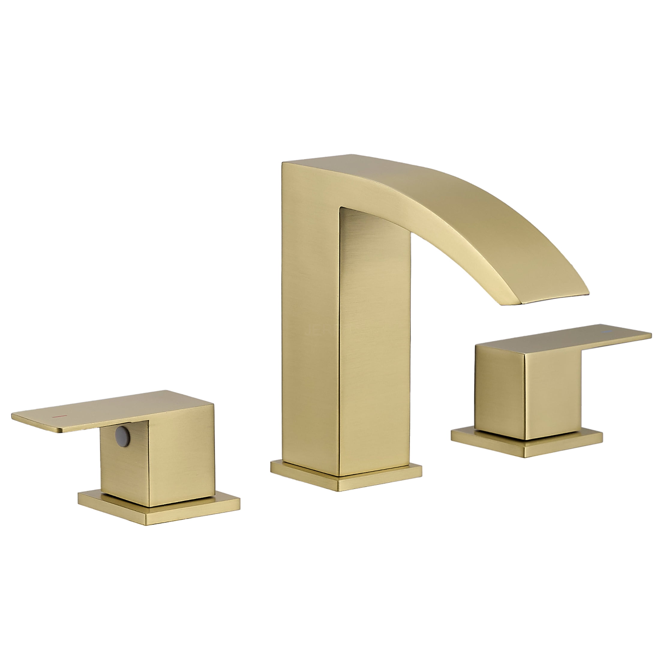 JERFIT 8 inch Widespread Bathroom Sink Faucet, Brushed Gold 3-Hole Vanity Faucet with Double Lever Handles, Stainless Steel Basin Mixer Tap