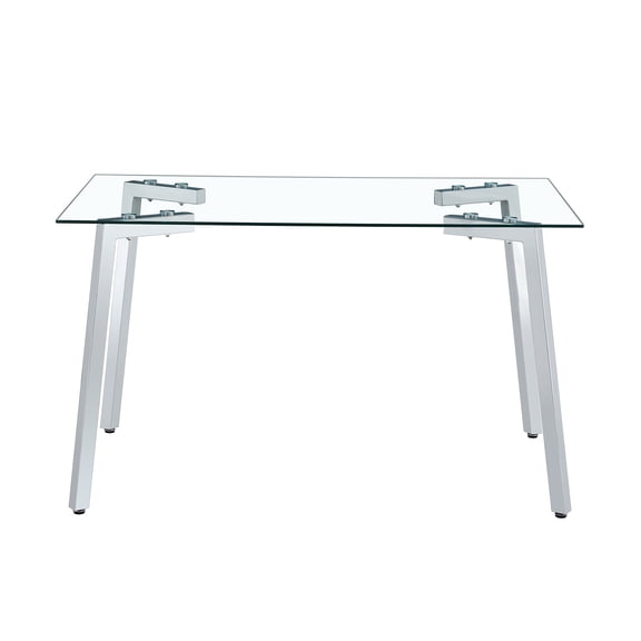 JERFIT 80" Modern Glass Dining Table for 6, Tempered Glass Top, Clear Rectangular Kitchen Table, Minimalist Design for Dining Room, Office, Entryway