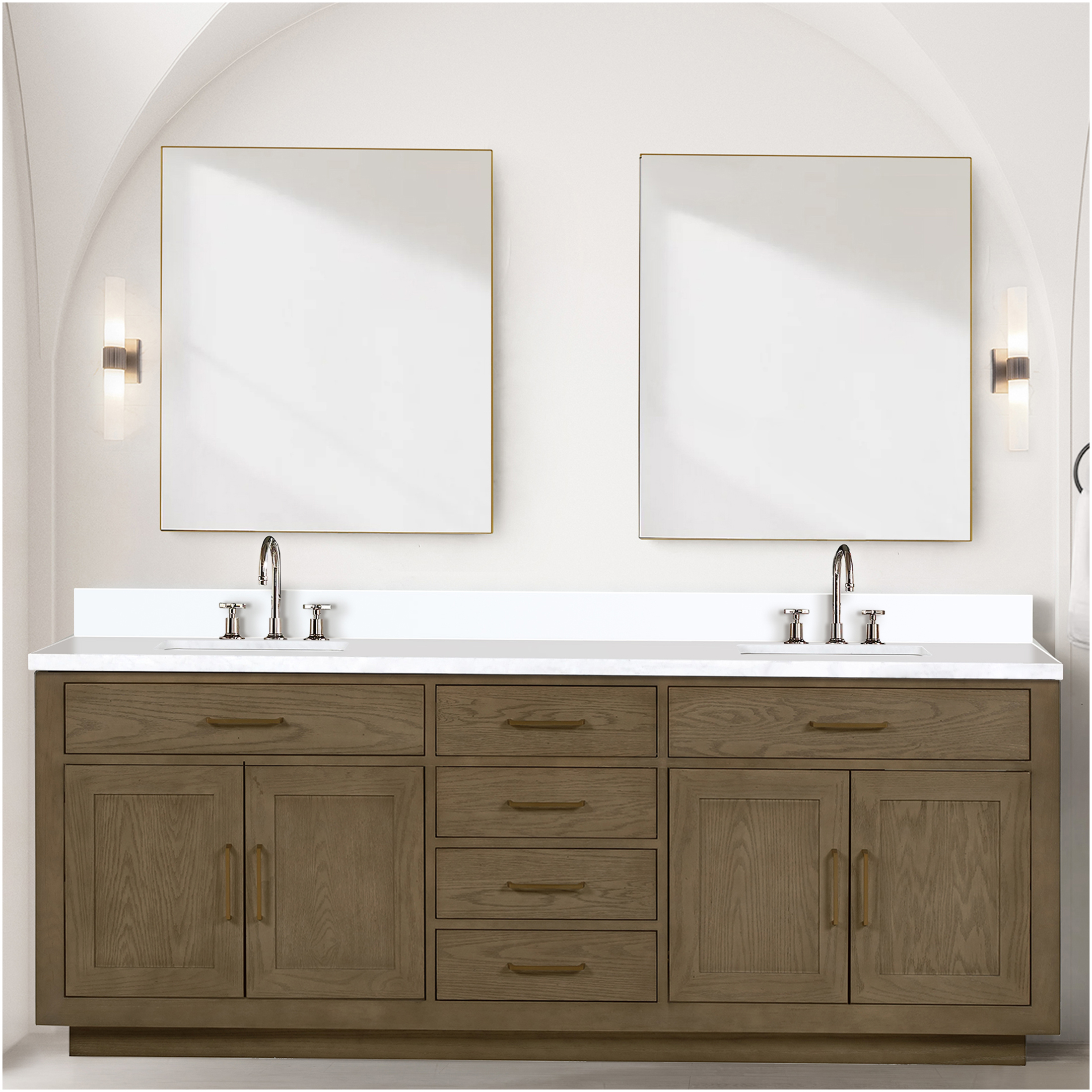 JERFIT 84 Inch Double Sink Bathroom Vanity Set with Quartz Countertop ...