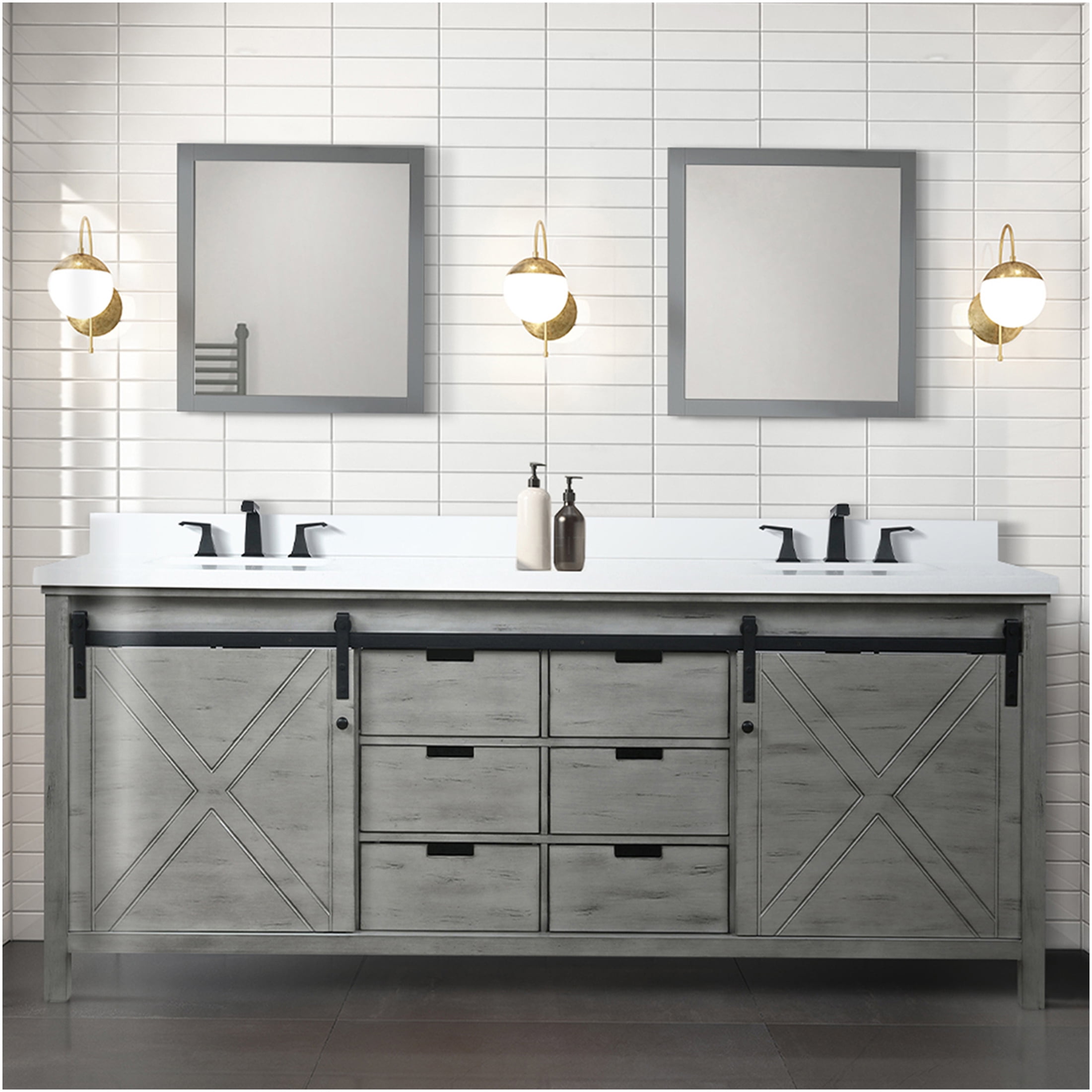 84 Inch Double Vanity With Quartz Topnull