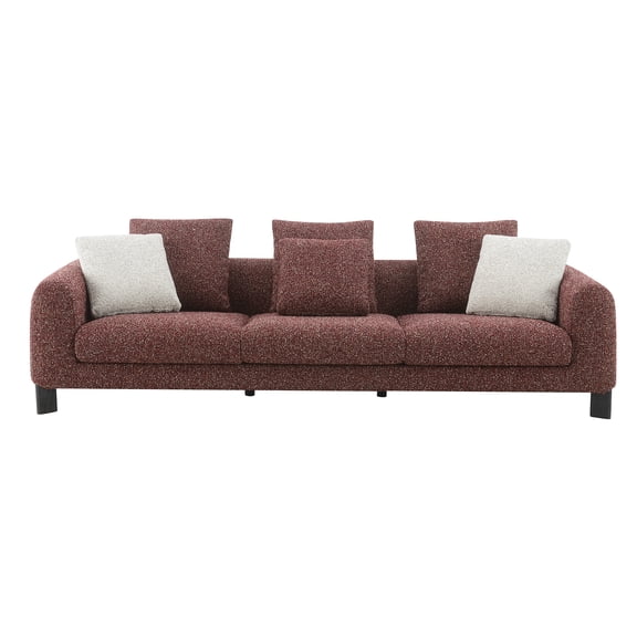 JERFIT 84" Modern Tweed Fabric Sofa Couch with Pillows for Living Room, Burgundy