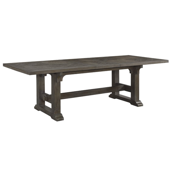 JERFIT 84 to 108 Inch Extendable Dining Table with Self-Storing Leaf, Transitional Style Driftwood Brown Finish Wooden Table for Dining Room