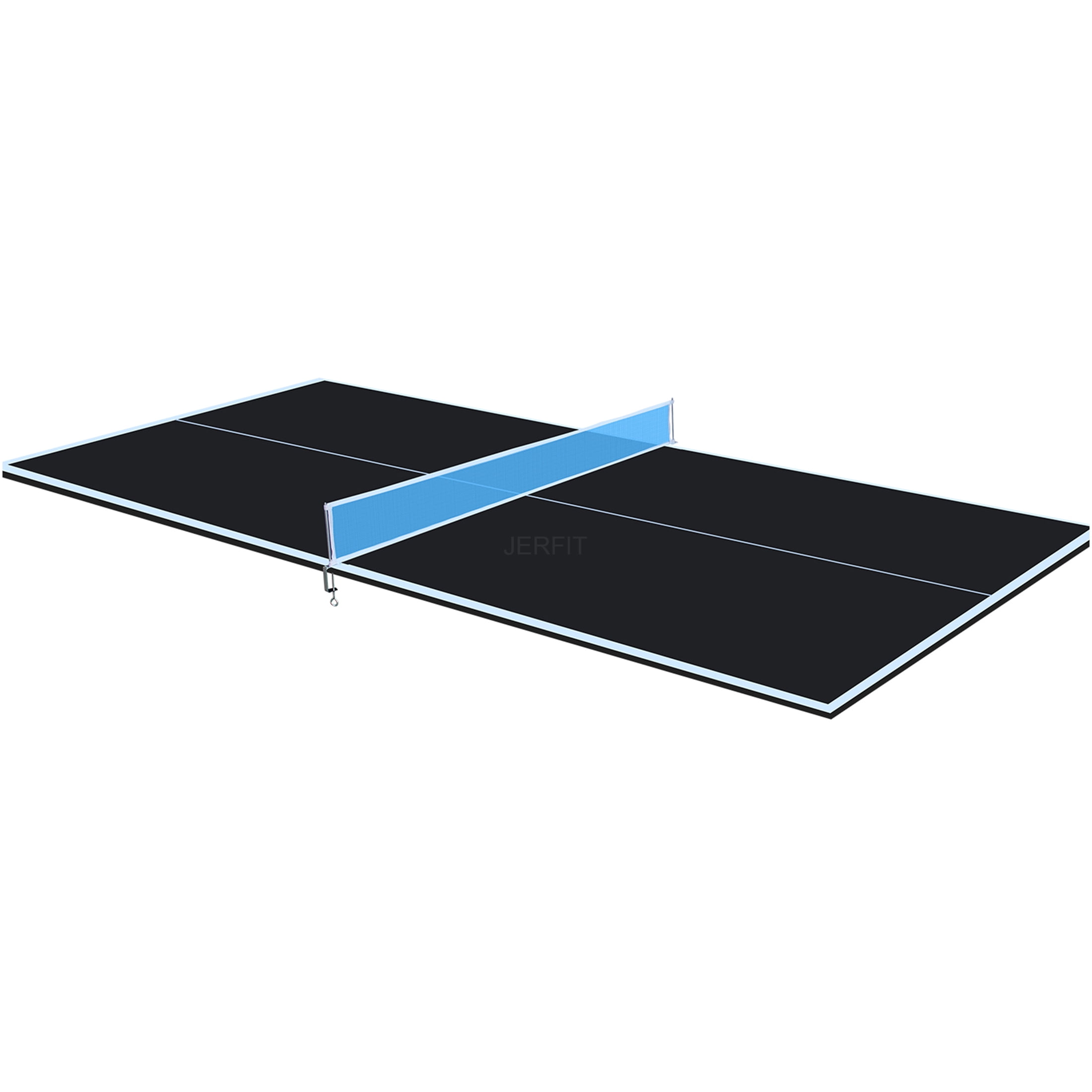 JERFIT 8ft Foldable Ping Pong Table Top, Portable MDF Conversion Top for Indoor Outdoor Table Tennis Games, Includes Net & Posts, Black