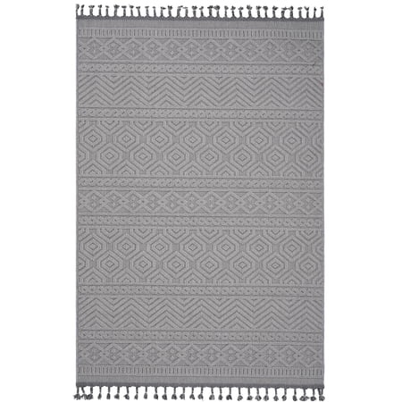 JERFIT 8x10 Geometric Area Rug, White Indoor Outdoor Carpet, Stain-Resistant Low Pile Polypropylene Rug for Living Room, Bedroom, Entryway