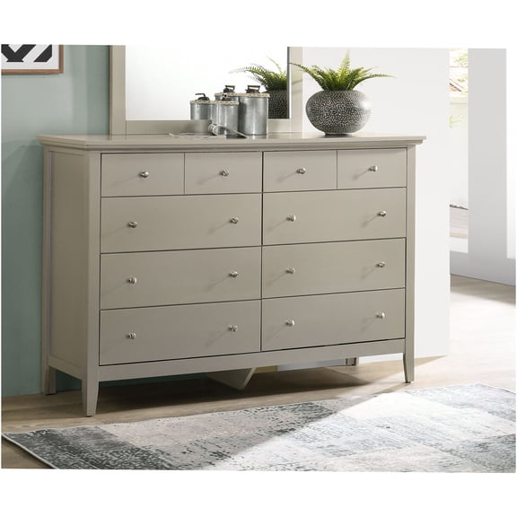 JERFIT 9-Drawer Dresser with Soft-Close, Champagne Finish Bedroom Chest, Ample Storage Dresser