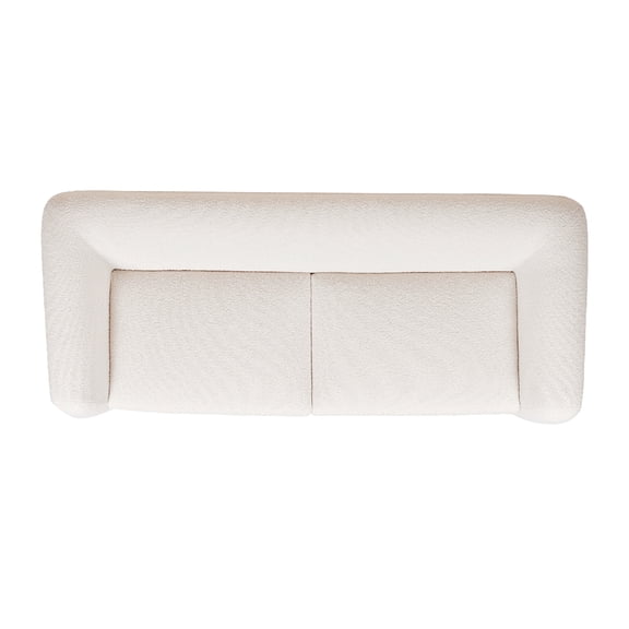 JERFIT 90.5 Inch Boucle Fabric Sofa Couch for Living Room, 2-Seater with Oak Wood Legs, Comfortable Sherpa Loveseat in White