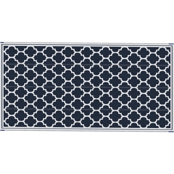 JERFIT 9x18 FT Reversible Waterproof Outdoor Rug, Portable RV Mat with Carry Bag, Fade Resistant Polypropylene Carpet for Patio, Deck, Camping, Beach, Backyard, Blue