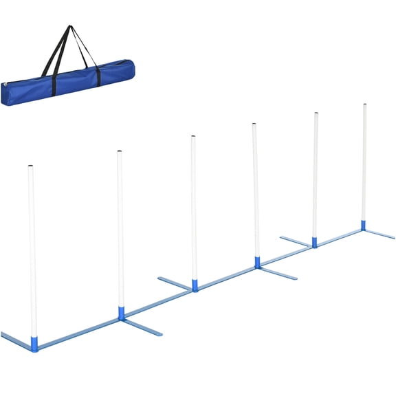JERFIT Adjustable Dog Agility Weave Poles Set with Carry Bag, 6 PC Lightweight Pet Training Equipment for Backyard Obstacle Course