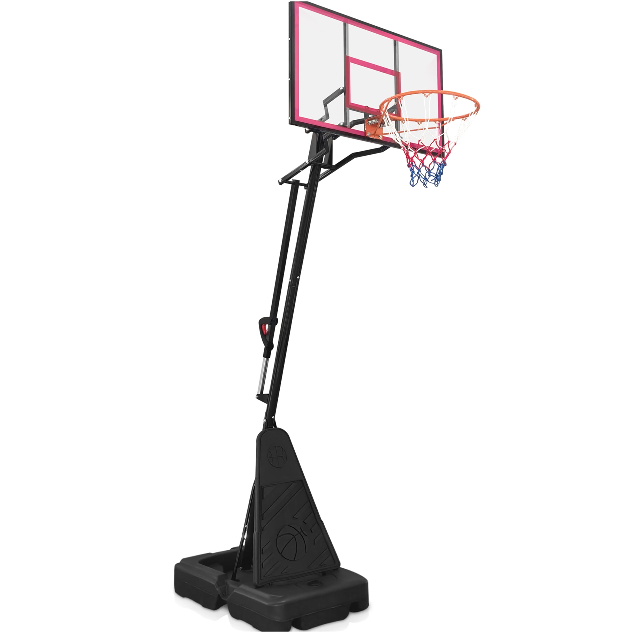 JERFIT Adjustable Height Basketball Hoop System for Youth & Adults, 44" Shatterproof Backboard with Rebound Board, Portable Indoor/Outdoor Goal with Wheels, Water/Sand Base