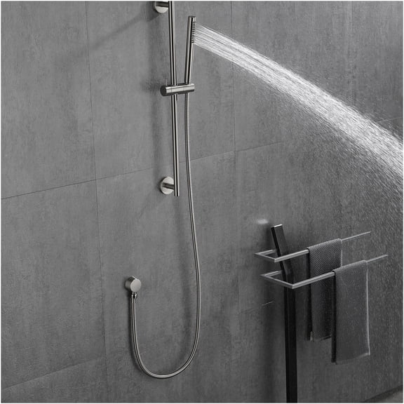 JERFIT Adjustable Slide Bar Handheld Shower Head Set, 6-Spray Brushed Nickel Shower with 59" Hose, Stainless Steel High Pressure Hand Held Showerhead for Rain/Forest/Water-Saving Modes