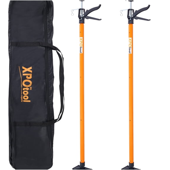JERFIT Adjustable Support Pole 2-Pack, 45-114 Inch Heavy Duty Steel Support Rod, 360 Swivel & 45 Angle for Drywall, Cabinet Installation, Includes Carry Bag, Orange