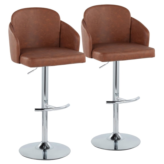 JERFIT Adjustable Swivel Bar Stools Set of 2, Modern PU Leather Counter Height Stools with Chrome Base and Footrest
