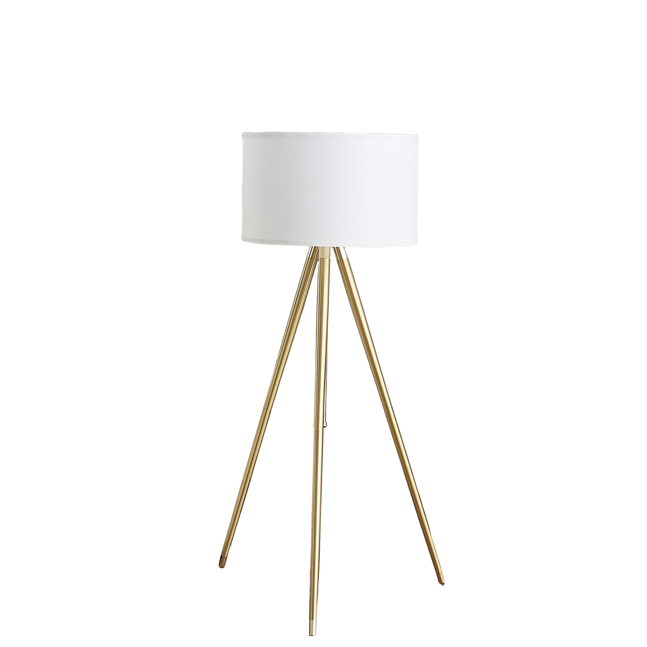 JERFIT Adjustable Tripod Floor Lamp with White Drum Shade, Modern Gold Standing Lamp for Living Room, Bedroom, Office Decor