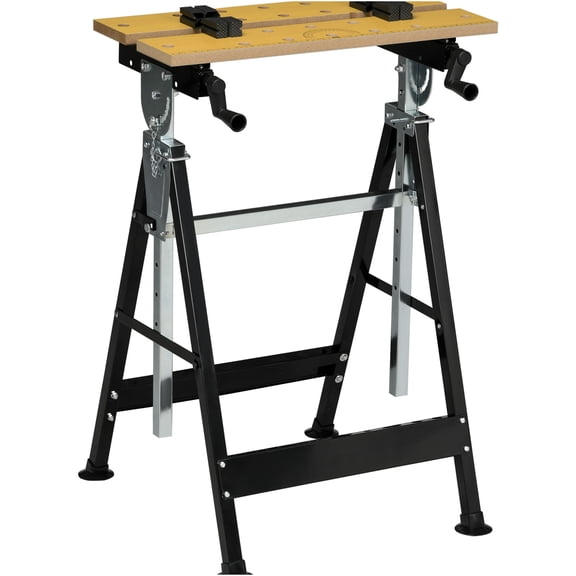 JERFIT Adjustable Workbench with Clamps, Multifunctional Sawhorse Table, Folding Tool Stand for Woodworking, DIY Projects, Heavy Duty MDF Top & Steel Frame