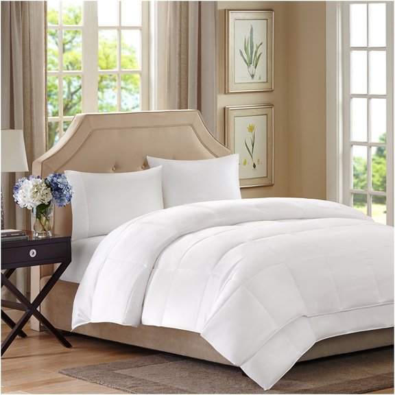 JERFIT All Season 2-in-1 Dual Layer Comforter, Twin Size White Down Alternative Quilted Bed Comforter, Hypoallergenic & Microfiber, Machine Washable