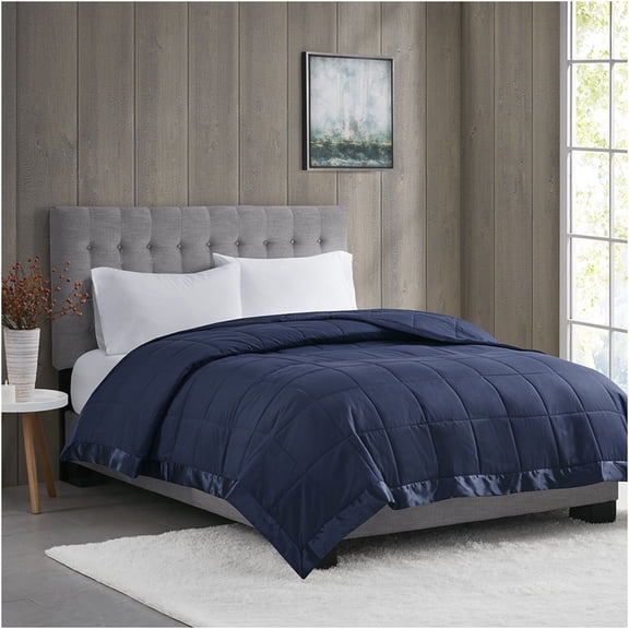 JERFIT All-Season Down Alternative Comforter King Size - Navy Blue, Lightweight, Hypoallergenic, with Satin Edge, OEKO-TEX Certified