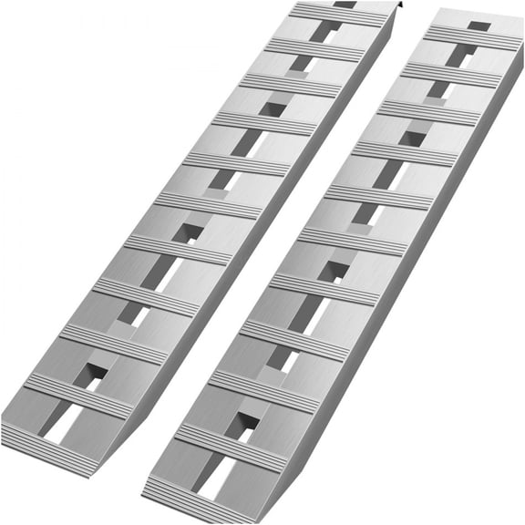 JERFIT Aluminum Trailer Ramps Pair, Heavy Duty Beaver Tail Hook End Design for Secure Vehicle Loading and Unloading