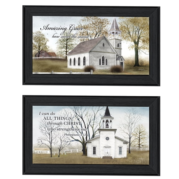 JERFIT Amazing Grace Framed Wall Art Print, Multicolor Modern Farmhouse Decor for Living Room, Bedroom, Ready to Hang Canvas Picture