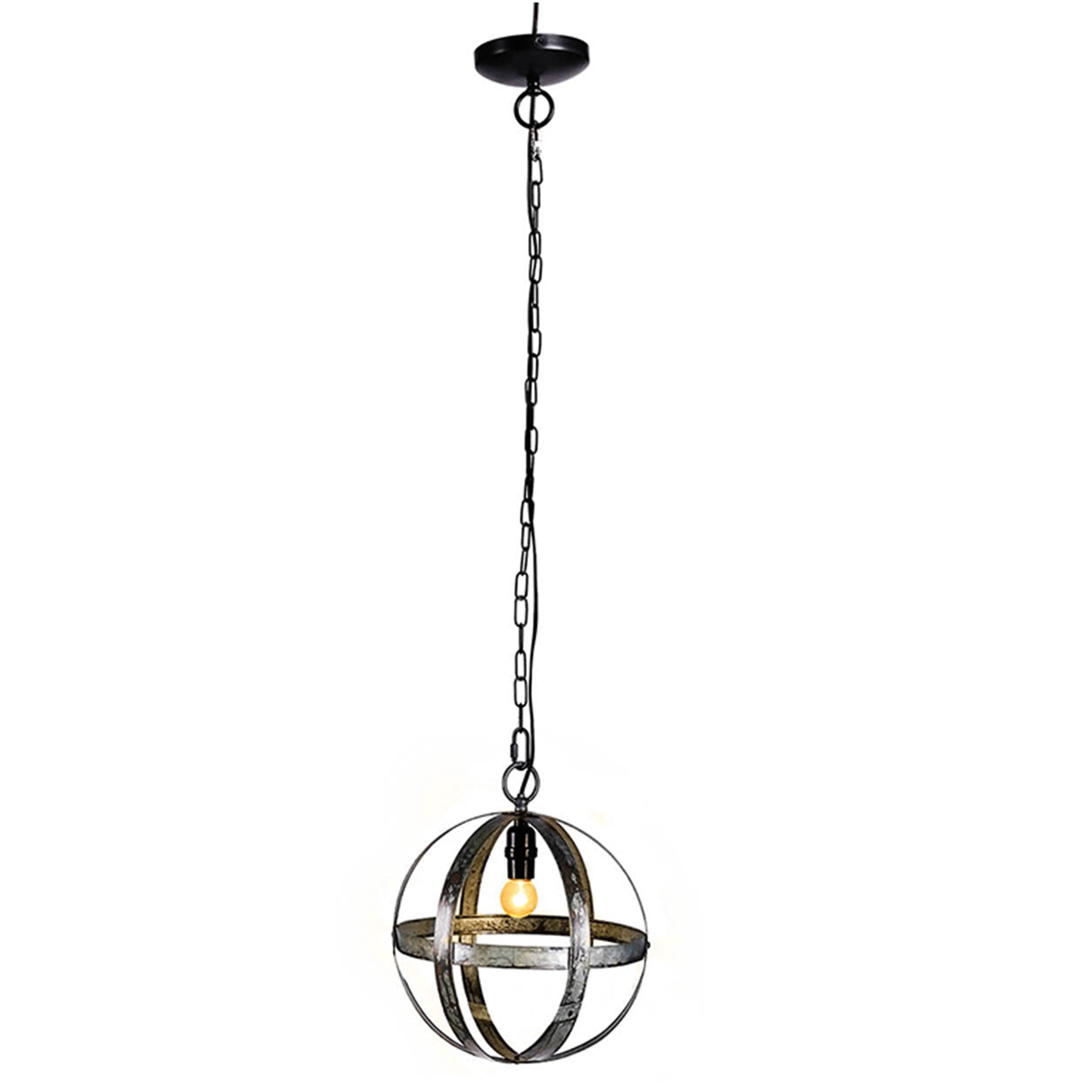 JERFIT Antique Iron Globe Pendant Light, Industrial Hanging Chandelier Fixture for Kitchen Island, Dining Room, Foyer, Bulb Not Included