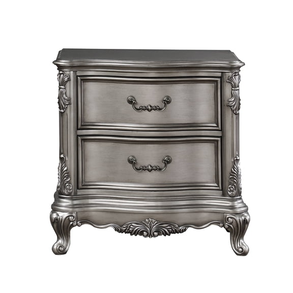 JERFIT Antique Silver Nightstand, Bedside Table with Drawer, Vintage Style Bedroom Furniture, Accent End Table for Living Room