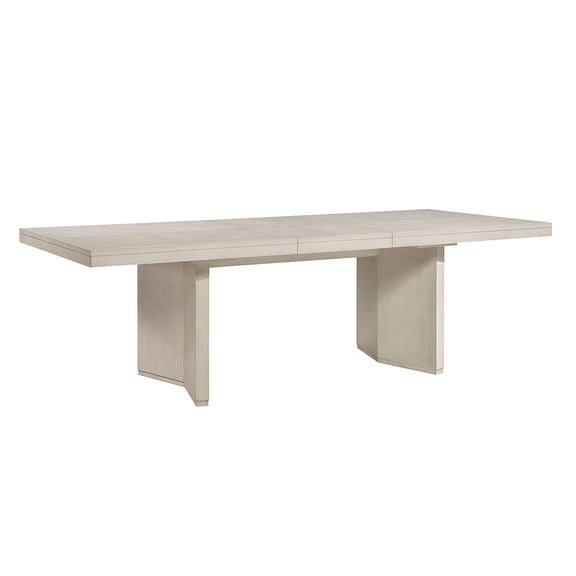 JERFIT Antique White Extendable Dining Table for 8, Classic Transitional Wooden Table with Removable Leaf