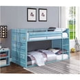 thumbnail image 1 of JERFIT Aqua Metal Twin over Twin Bunk Bed with Safety Rails, Ladder & Slat System, Space Saving Bunkbed Frame for Dorms, Guest Room, 1 of 5