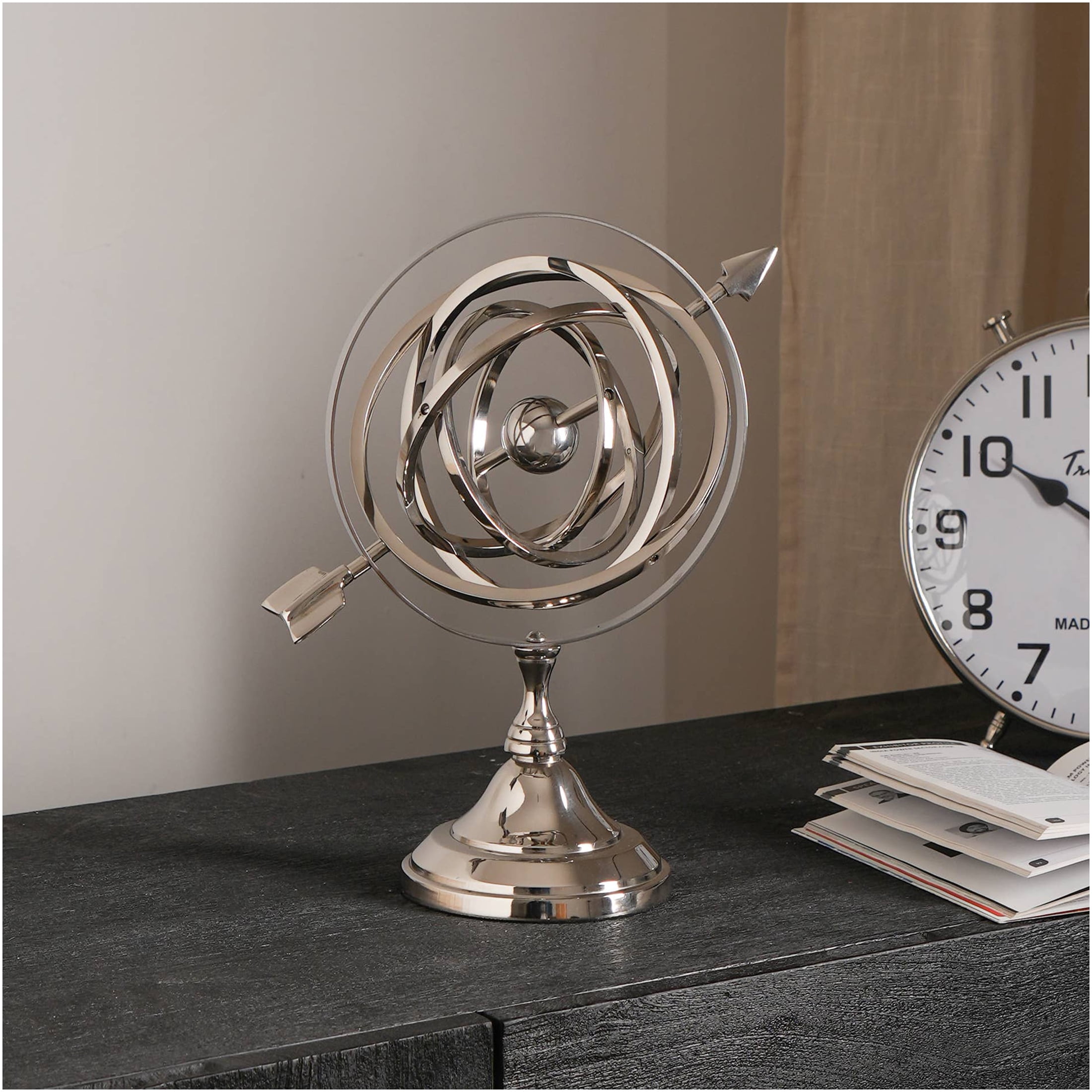 JERFIT Armillary Sphere Sculpture, Silver Tabletop Decor, Elegant ...