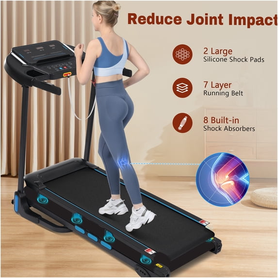 JERFIT Auto-Folding Electric Treadmill for Home, 3.5HP Powerful Motor, 350lbs Capacity, 10MPH Speed, 6% Manual Incline, Bluetooth Speaker, USB/Type-C Charging, Heart Rate Monitoring