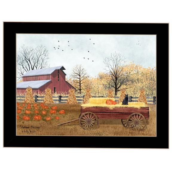 JERFIT "Autumn Blessings" Framed Wall Art Print, Modern Multicolor Fall Landscape Picture, Ready to Hang Home Decor for Living Room, Bedroom, Office