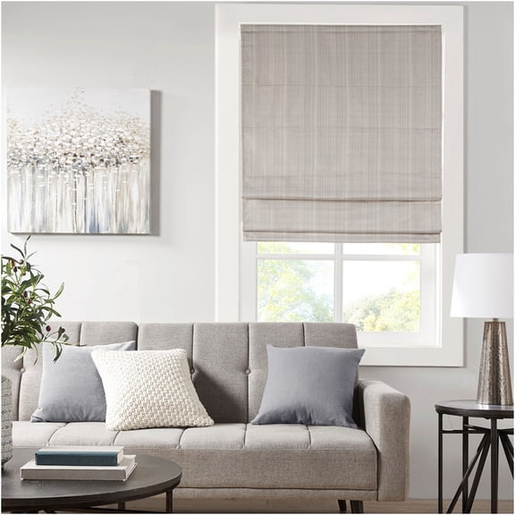 JERFIT Basketweave Textured Cordless Roman Shade - Taupe Blackout Window Blind for Energy Efficiency & Privacy, 35" W x 64" L