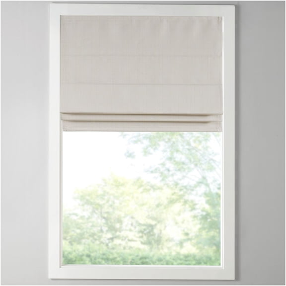 JERFIT Basketweave Textured Cordless Roman Shade, Thermal Insulation Room Darkening Window Blind, Beige Polyester Fabric, Inside/Outside Mount, 39" x 64"