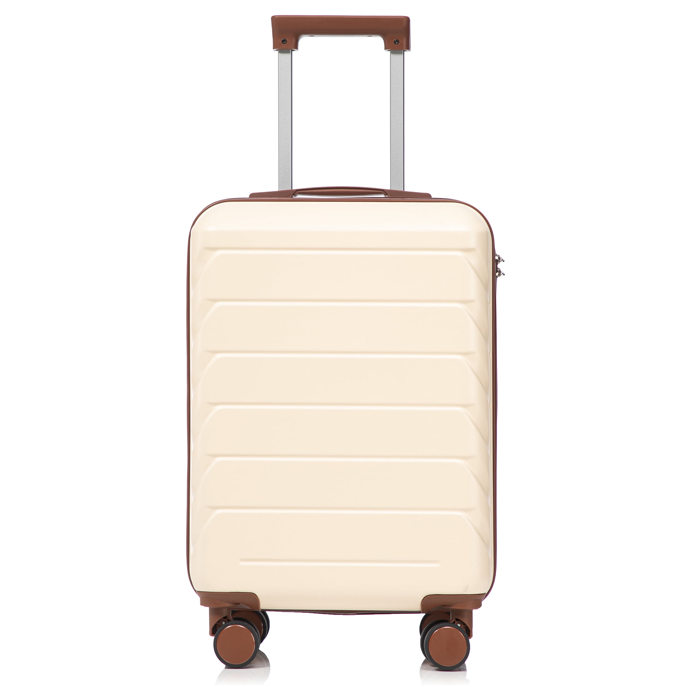 JERFIT Beige 20 Inch Carry On Luggage, Hardshell Spinner Suitcase with TSA Lock, 360° Silent Wheels & Retractable Handle for Air Travel