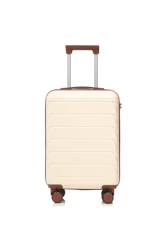 Beige 20 Inch Carry On Luggage, Hardshell Spinner Suitcase with TSA Lock, 360 Silent Wheels & Retractable Handle for Air Travel