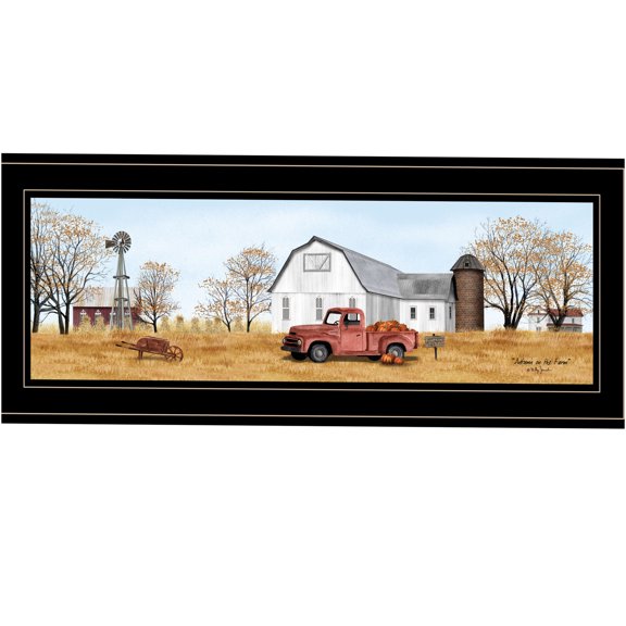 JERFIT Billy Jacobs "Autumn on Farm" Framed Wall Art Print, Multicolor Modern Farmhouse Decor, Ready to Hang Canvas Look Poster, Living Room Bedroom Office Decoration