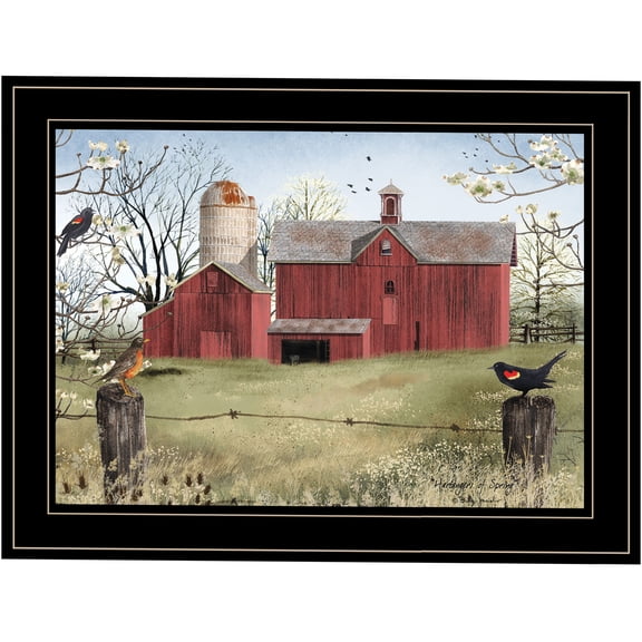 JERFIT Billy Jacobs "Harbingers of Spring" Framed Print Wall Art, Multicolor Floral Picture in Black Frame, Ready to Hang Canvas Paper Poster for Living Room, Bedroom & Office Decor