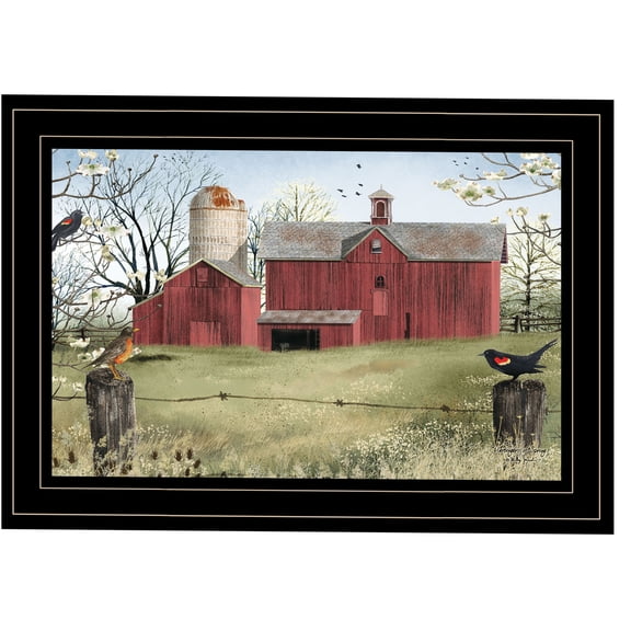 JERFIT Billy Jacobs "Harbingers of Spring" Framed Floral Wall Art, Ready to Hang Multicolor Canvas Print for Living Room Bedroom Decor