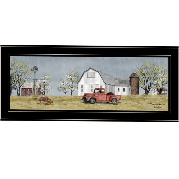 JERFIT Billy Jacobs "Spring On The Farm" Framed Print Wall Art, Multicolor Farmhouse Landscape Painting, Ready to Hang Countryside Decor for Living Room, Bedroom, Office