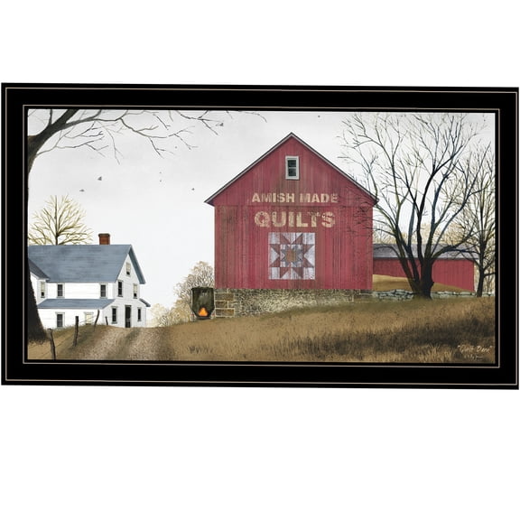 JERFIT Billy Jacobs The Quilt Barn Framed Print Wall Art, Multicolor Ready to Hang Canvas Paper Artwork for Living Room Bedroom Decor