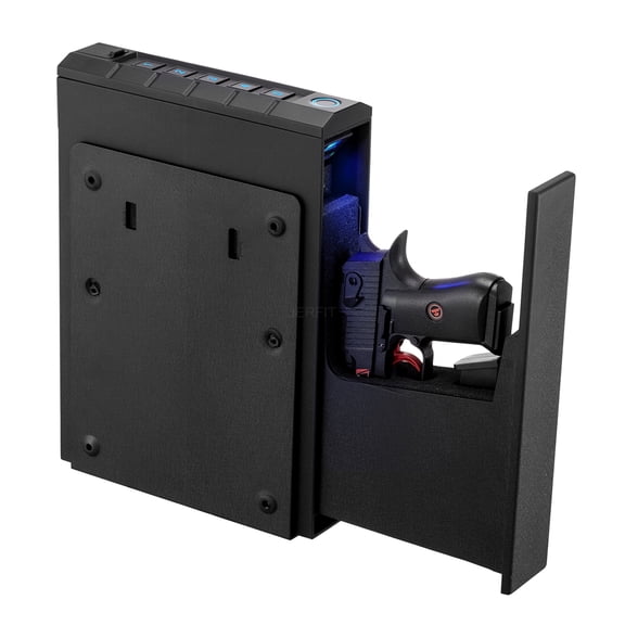 JERFIT Biometric Gun Safe for Pistols - Quick Access Fingerprint & Digital Keypad Handgun Safe with LED Light, Anti-Pry Steel Security Box for Bedside, Car, Nightstand
