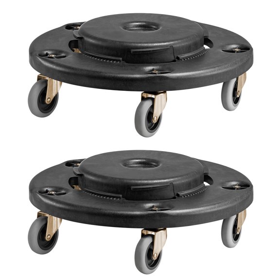 JERFIT Black 2-Pack Round Trash Can Dolly for 20 32 44 55 Gallon Garbage Containers with 500 Lbs Capacity