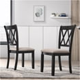 thumbnail image 1 of JERFIT Black Fabric Dining Chairs Set of 2, Modern Cross Back Upholstered Side Chairs for Kitchen, Dining Room, 1 of 6