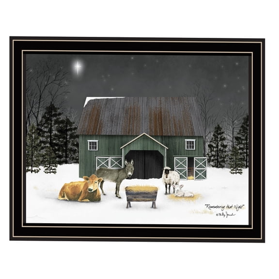 JERFIT Black Framed Wall Art Print, 'Remembering the Night' Modern Minimalist Picture for Living Room Bedroom Decor, Ready to Hang Wood Frame Home Accent