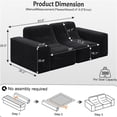 thumbnail image 1 of JERFIT Black Sparkling Chenille Fabric Modular Sectional Sofa, 3-Seater Tufted Couch with Deep Seat for Living Room, Apartment, No Assembly Required, 1 of 5
