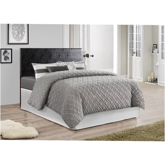 JERFIT Black Upholstered Full Size Headboard with Adjustable Height, Faux Leather Foam Padding Bed Head Board for Bedroom